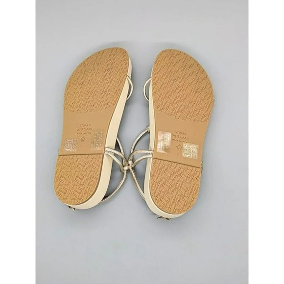 NIB STUART WEITZMAN Pearl Knot Metallic Leather Flat Sandals Size 7 B MSRP $395 - Picture 6 of 8